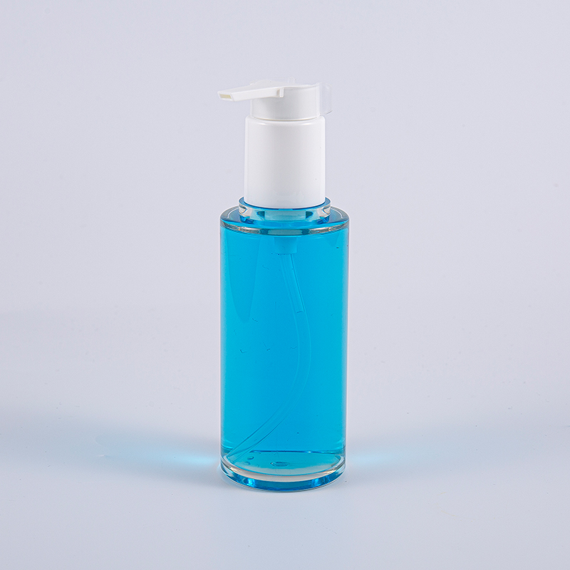 Flacon de loțiune de formă rotundă PETG transparentă de 100 ml cu pompă de plastic alb Flacon de loțiune de formă rotundă PETG transparentă de 100 ml cu pompă de plastic alb