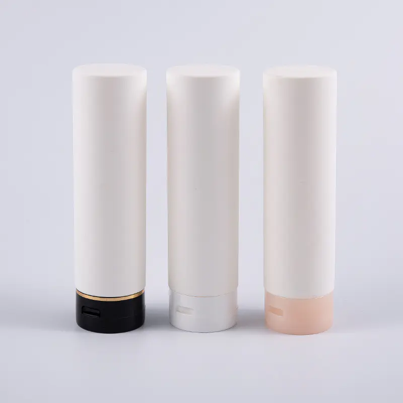 Flacon de curățare pentru balsam de păr, rotund, rotund, alb, la atingere moale, de 180 ml din PE, cu capac cu capac