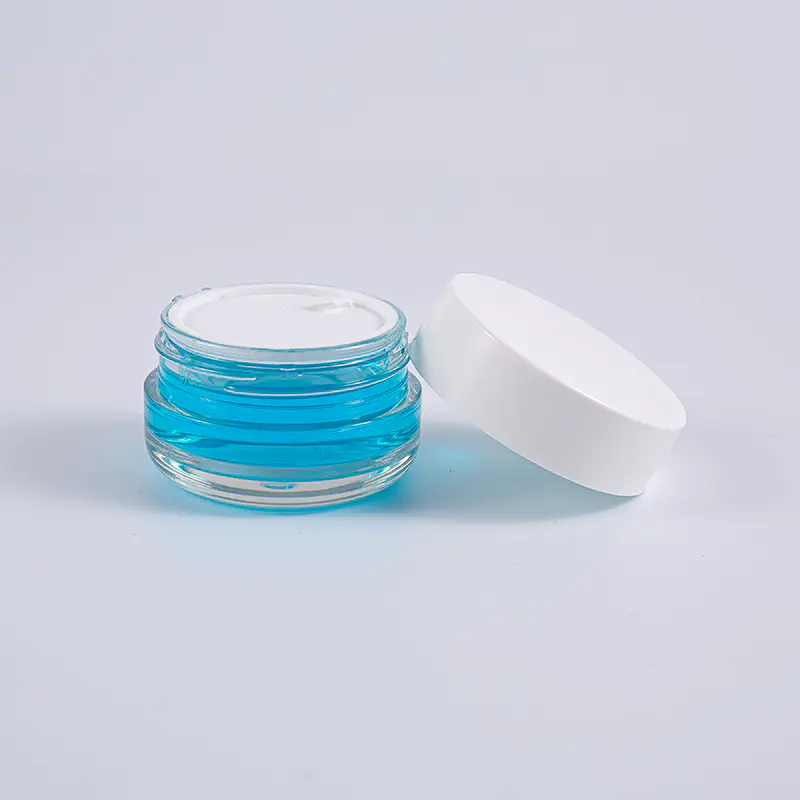 Borcan de cremă PETG de formă rotundă transparentă 50g cu perete gros, cu capac cu șurub alb Borcan de cremă PETG de formă rotundă transparentă 50g cu perete gros, cu capac cu șurub alb