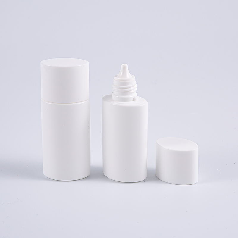 Sticlă de protecție solară PE albă de formă ovală de 15 ml 