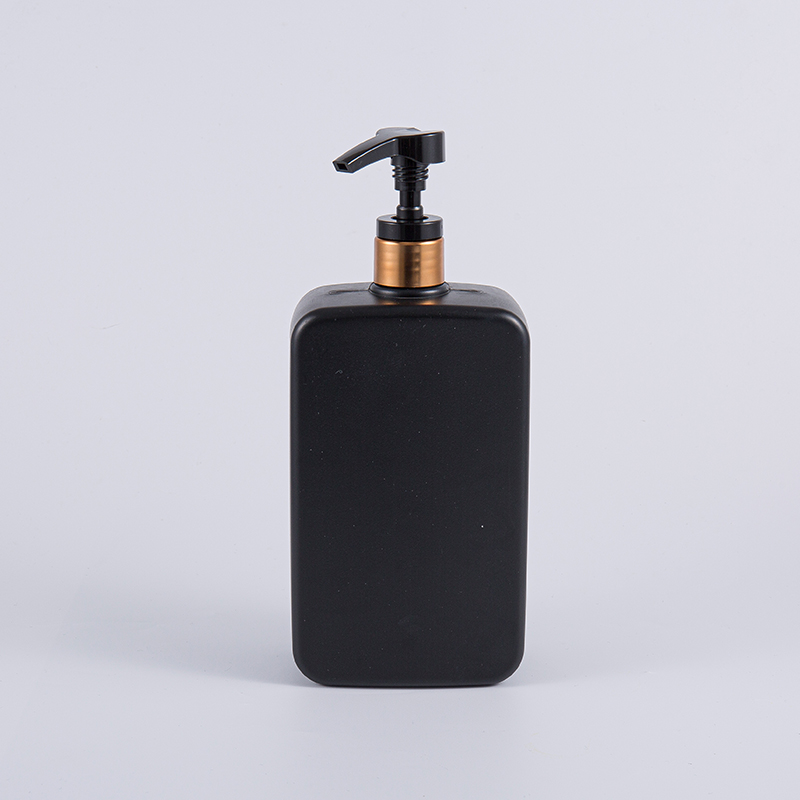Sticlă de curățare cu pompă de șampon din PE de 1000 ml pătrată de culoare neagră solidă